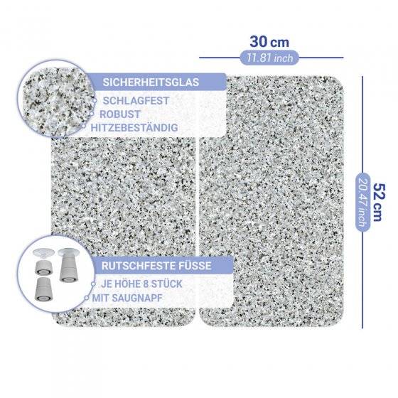 Herdabdeckplatte Universal Mod. Granit, 2er Set, für alle Herdarten geeignet 