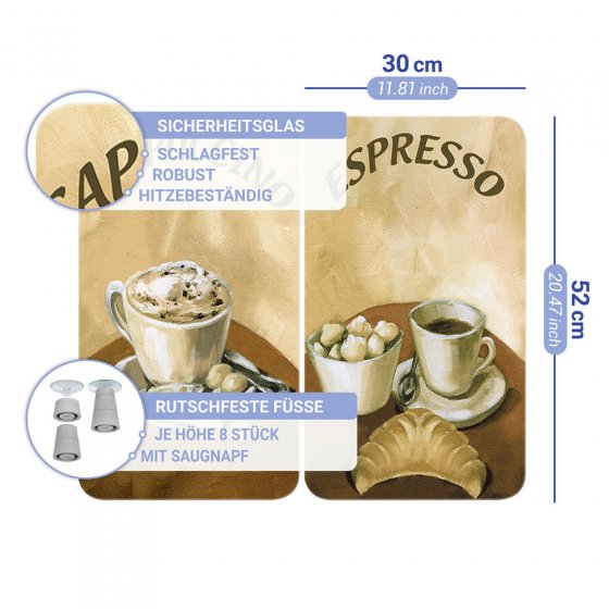 Herdabdeckplatte Universal Mod. Kaffee, 2er Set, für alle Herdarten geeignet 