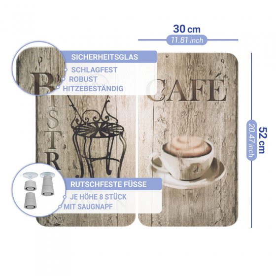 Herdabdeckplatte Universal Mod. Bistro, 2er Set, für alle Herdarten geeignet 