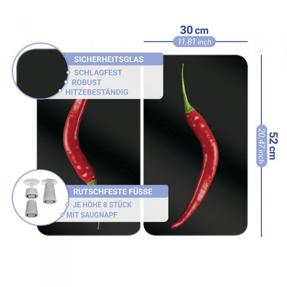 Herdabdeckplatte Universal Mod. Hot Peperoni, 2er Set, für alle Herdarten geeignet