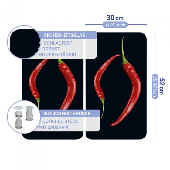 Herdabdeckplatte Universal Mod. Peperoni Duo, 2er Set, für alle Herdarten geeignet