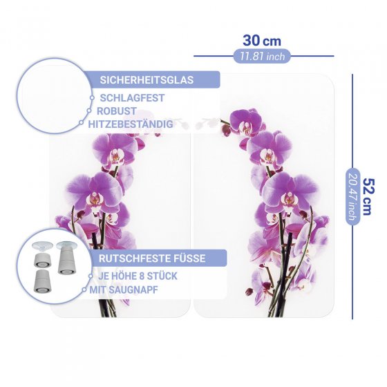 Herdabdeckplatte Universal Mod. Orchideenblüte, 2er Set, für alle Herdarten geeignet
