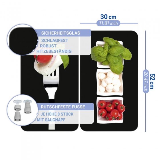 Herdabdeckplatte Universal Mod. Caprese, 2er Set, für alle Herdarten geeignet 