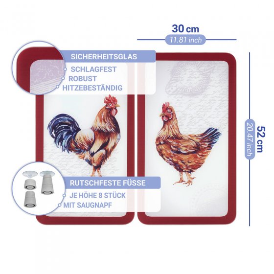 Herdabdeckplatte Universal Mod. Farm, 2er Set, für alle Herdarten geeignet 