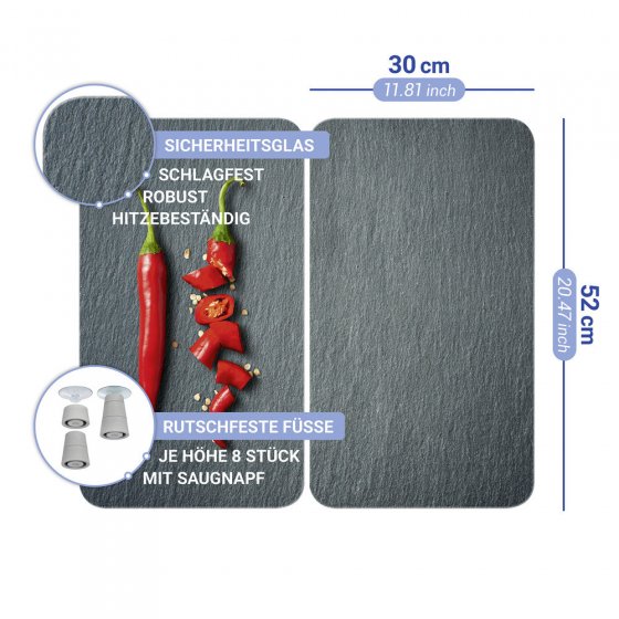 Herdabdeckplatte Universal Mod. Cayenne, 2er Set, für alle Herdarten geeignet 