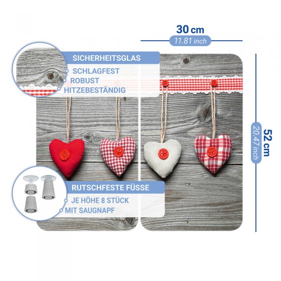 Herdabdeckplatte Universal Mod. Herzen, 2er Set, für alle Herdarten geeignet