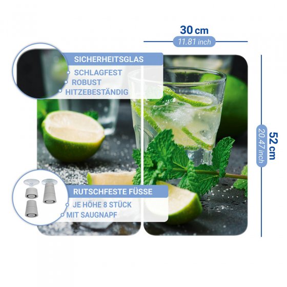 Herdabdeckplatte Universal Mod. Mojito, 2er Set, für alle Herdarten geeignet 
