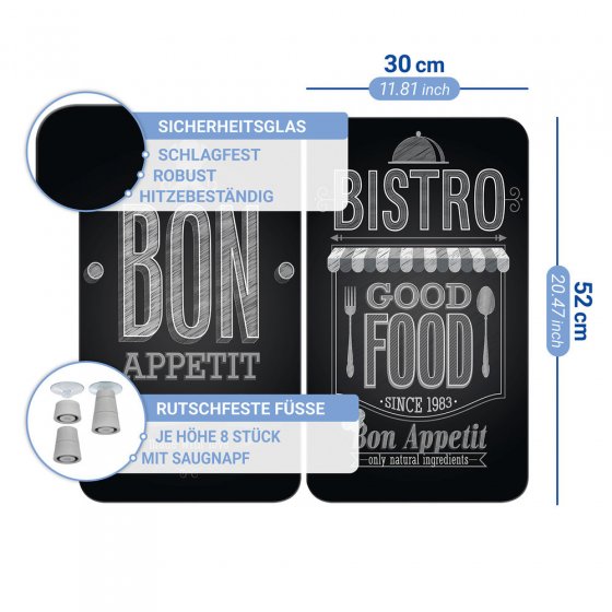 Herdabdeckplatte Universal Mod. Bon Appetit, 2er Set, für alle Herdarten geeignet 