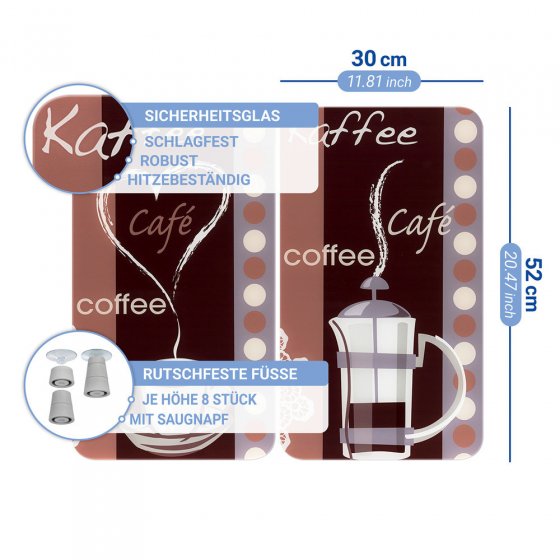 Herdabdeckplatte Universal Mod. Kaffeeduft, 2er Set, für alle Herdarten geeignet