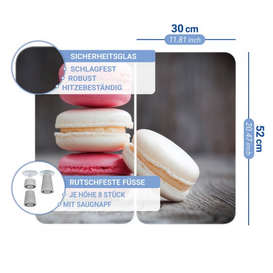 Herdabdeckplatte Universal Mod. Macarons, 2er Set, für alle Herdarten geeignet 