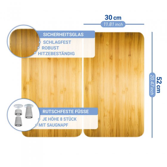 Herdabdeckplatte Universal Mod. Holz-Optik, 2er Set, für alle Herdarten geeignet 