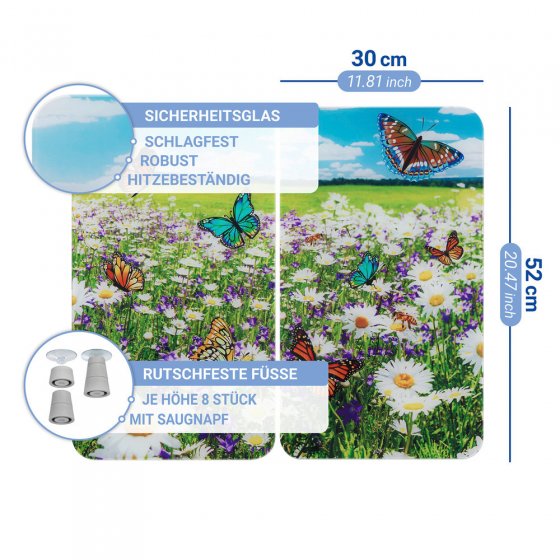 Herdabdeckplatte Universal Mod. Sommerwiese, 2er Set, für alle Herdarten geeignet