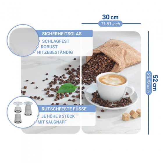 Herdabdeckplatte Universal Mod. Café Aromatica, 2er Set, für alle Herdarten geeignet 