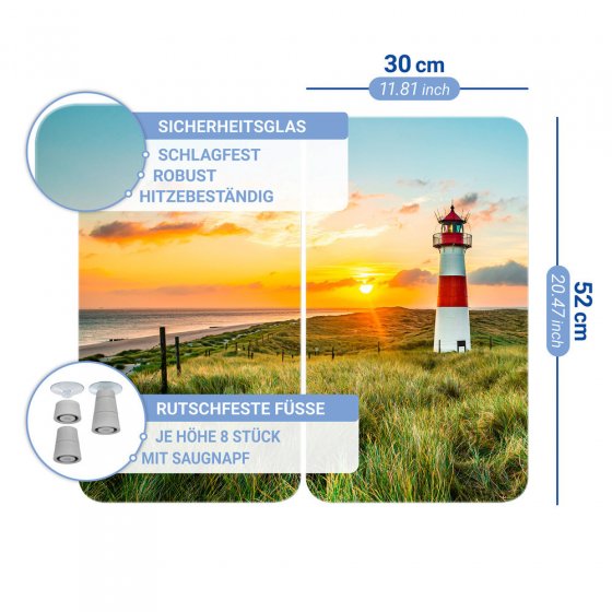 Herdabdeckplatte Universal Mod. Leuchtturm, 2er Set, für alle Herdarten geeignet 