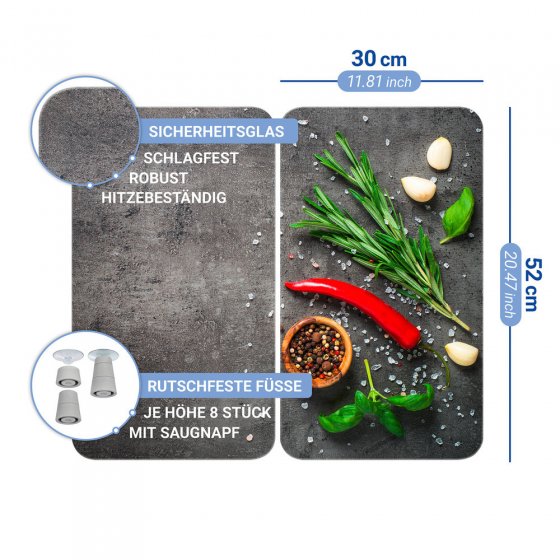 Herdabdeckplatte Universal Mod. Rosmarin, 2er Set, für alle Herdarten geeignet 