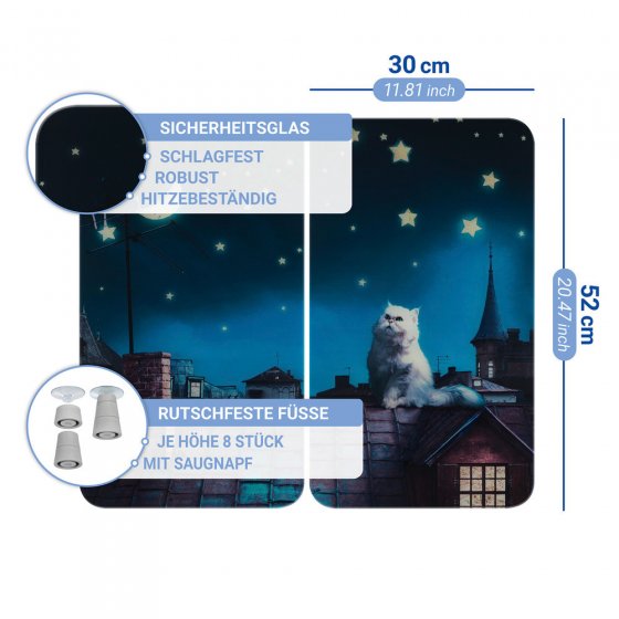 Herdabdeckplatte Universal Mod. Moon Cat, 2er Set, für alle Herdarten geeignet 