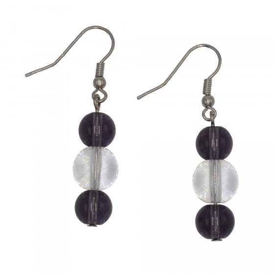 Set Collier Armband Ohrhaken Metall 56am Amethyst lila 