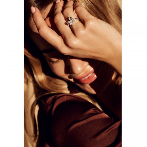 Ring 925 Sterling Silber rhodiniert Glänzend  Zirkonia weiß 