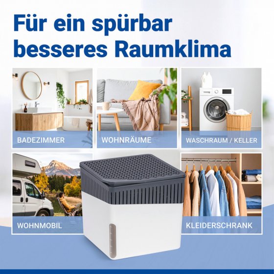 Raumentfeuchter Mod. Cube Weiß 1000 g, 2er Set, beugt Schimmel und Gerüchen vor