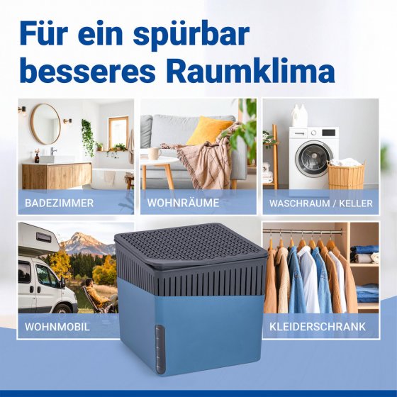 Raumentfeuchter Mod. Cube Blau 1000 g, 2er Set, beugt Schimmel und Gerüchen vor