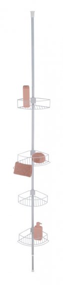 Teleskop-Eckregal Mod. Dolcedo Weiß matt, aus rostfreiem Edelstahl