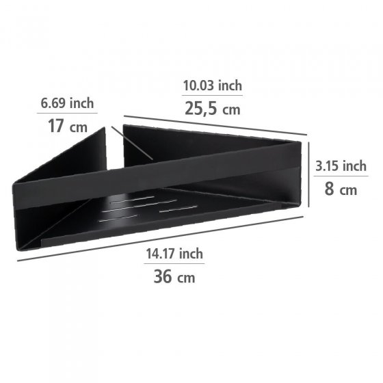 Turbo-Loc® Eckablage Mod. Genova Black, Befestigen ohne Bohren mit Spezial-Klebepad 