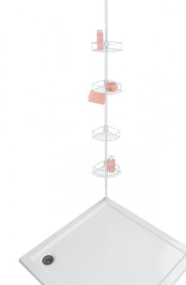 Teleskop-Eckregal Mod. Dolcedo Weiß matt, aus rostfreiem Edelstahl 