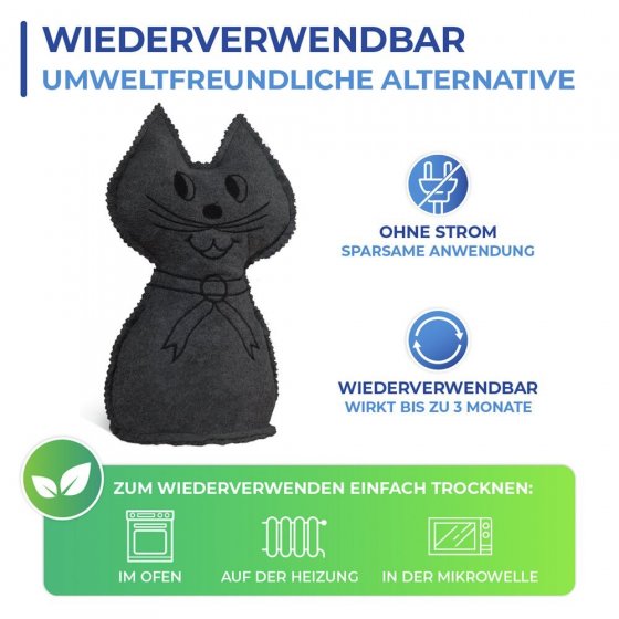 Raumentfeuchter Mod. Katze, 2er Set, schwerer Türstopper 