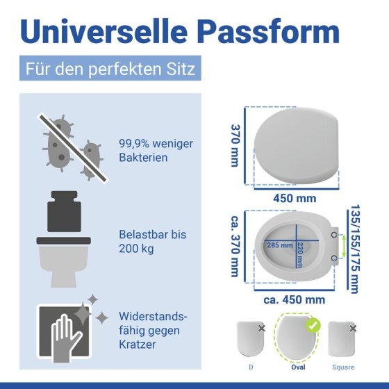 WC Sitz Mod. Secura Comfort, mit 5 cm Sitzerhöhung, belastbar bis 200 kg 