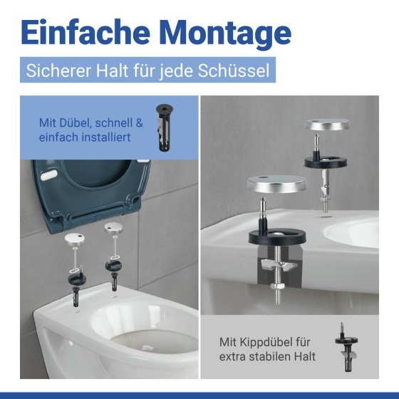 WC Sitz Mod. Samos Slate Blue, Toilettendeckel mit Absenkautomatik 