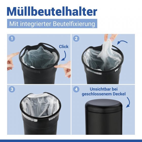Kosmetik Treteimer Mod. Leman Schwarz 5L, mit herausnehmbarem Einsatz 