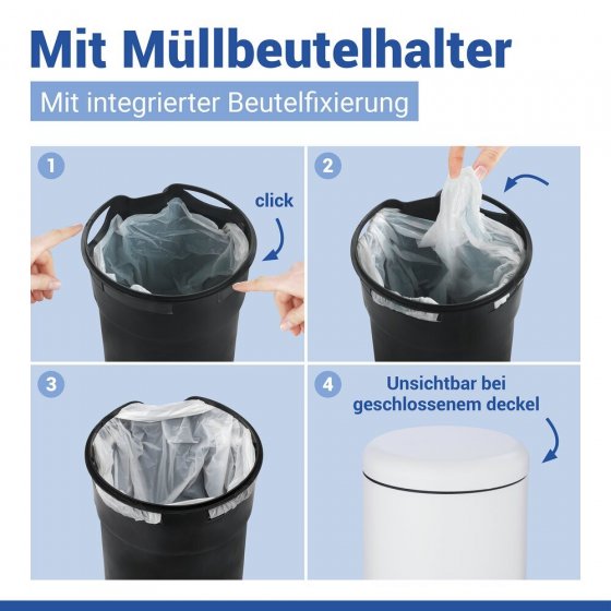 Kosmetik Treteimer Mod. Leman Weiß 5L, mit herausnehmbarem Einsatz 