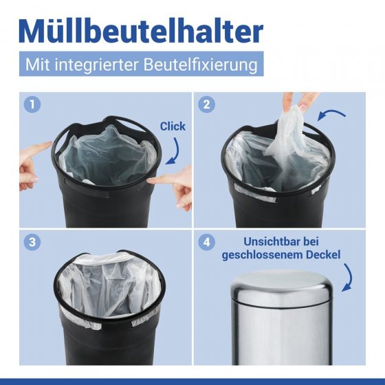 Kosmetik Treteimer Mod. Leman Edelstahl Matt 5L, mit herausnehmbarem Einsatz 