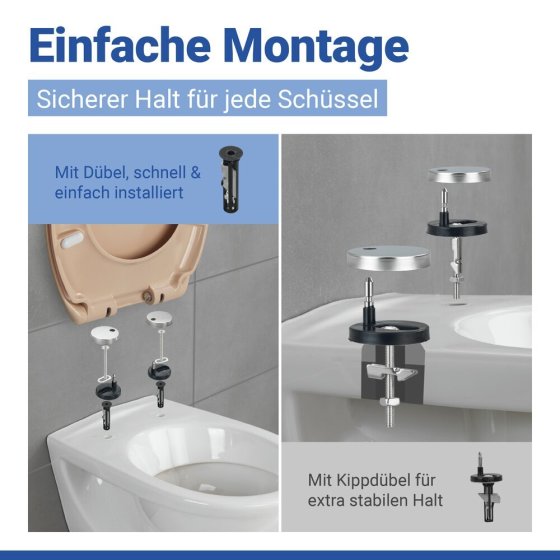 WC Sitz Mod. Ottana Beige, Toilettendeckel mit Absenkautomatik 