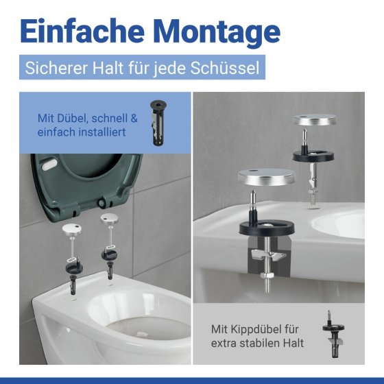 WC Sitz Mod. Ottana Dunkelgrau, Toilettendeckel mit Absenkautomatik 