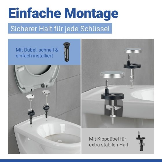 WC Sitz Mod. Ottana Hellgrau, Toilettendeckel mit Absenkautomatik 