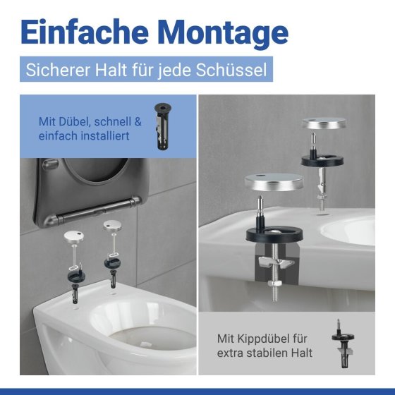 WC Sitz Mod. Galati Anthrazit matt, Toilettendeckel in D-Form mit Absenkautomatik 
