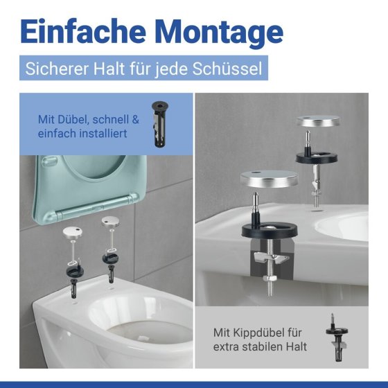 WC Sitz Mod. Galati Blaugrau matt, Toilettendeckel in D-Form mit Absenkautomatik 