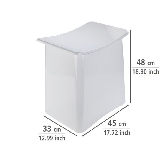 2in1 Hocker Mod. Wing Weiß, Badhocker mit herausnehmbarem Wäschesack 