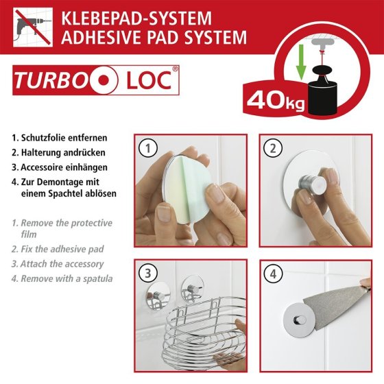 Turbo-Loc® Seifenspender Mod. Orea Matt, Befestigen ohne bohren 