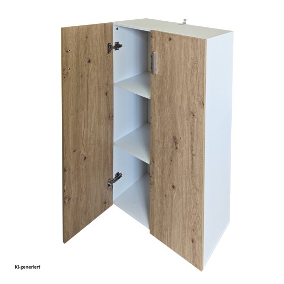 Kommode mit 3 Regalfächern Nina Weiß-Artisaneiche 