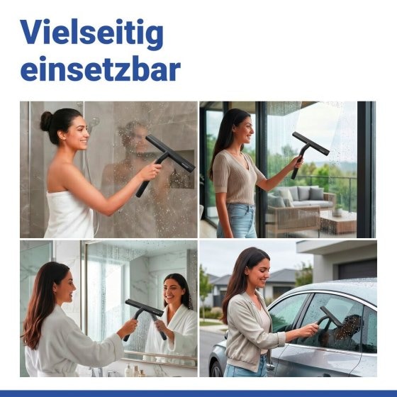 Badezimmerwischer Silikon Mod. Mola Schwarz, Edelstahl ummantelt mit Silikon 