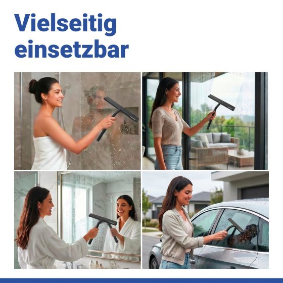 Badezimmerwischer Mod. Mola Silikon XXL Schwarz, extra breite Wischfläche 