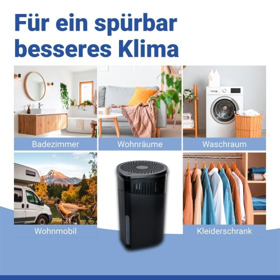 Raumentfeuchter Mod. Drop Schwarz 1000 g, 2er Set, für Räume bis ca. 80 m³ 