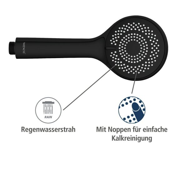 Brauseset Watersaving Schwarz, Länge Stange: 70 cm 