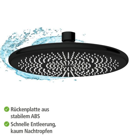 Regenduschkopf Schwarz, Ø 22,5 cm 