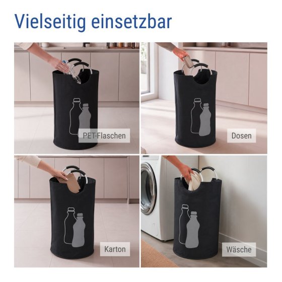 Flaschensammler Mod. Jumbo 69 L, Schwarz, Pfandflaschen Sammelbehälter aus Polyester 