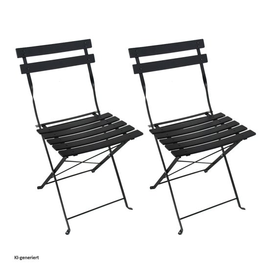 Bistro Sitzgruppe Metall Schwarz klappbar Tisch mit 2 Stühlen Balkon Set 
