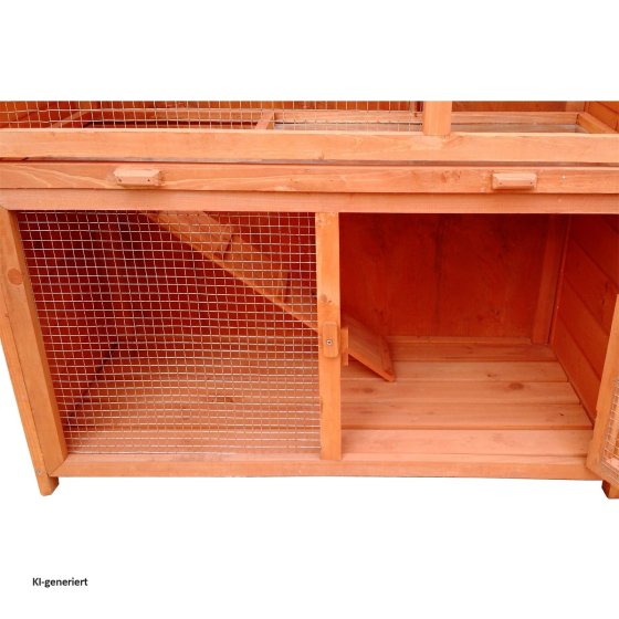 Kleintierstall aus Holz in Braun, ideal für Kaninchen 