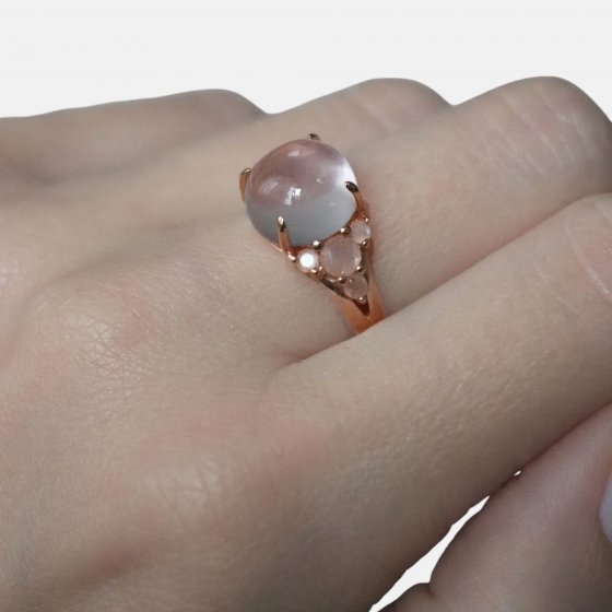 Ring 925 Sterling Silber vergoldet Rosenquarz 